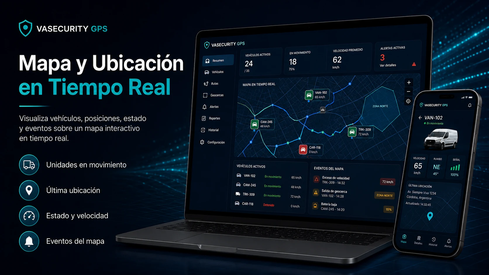Mapa y Ubicación en Tiempo Real - VASECURITY GPS
